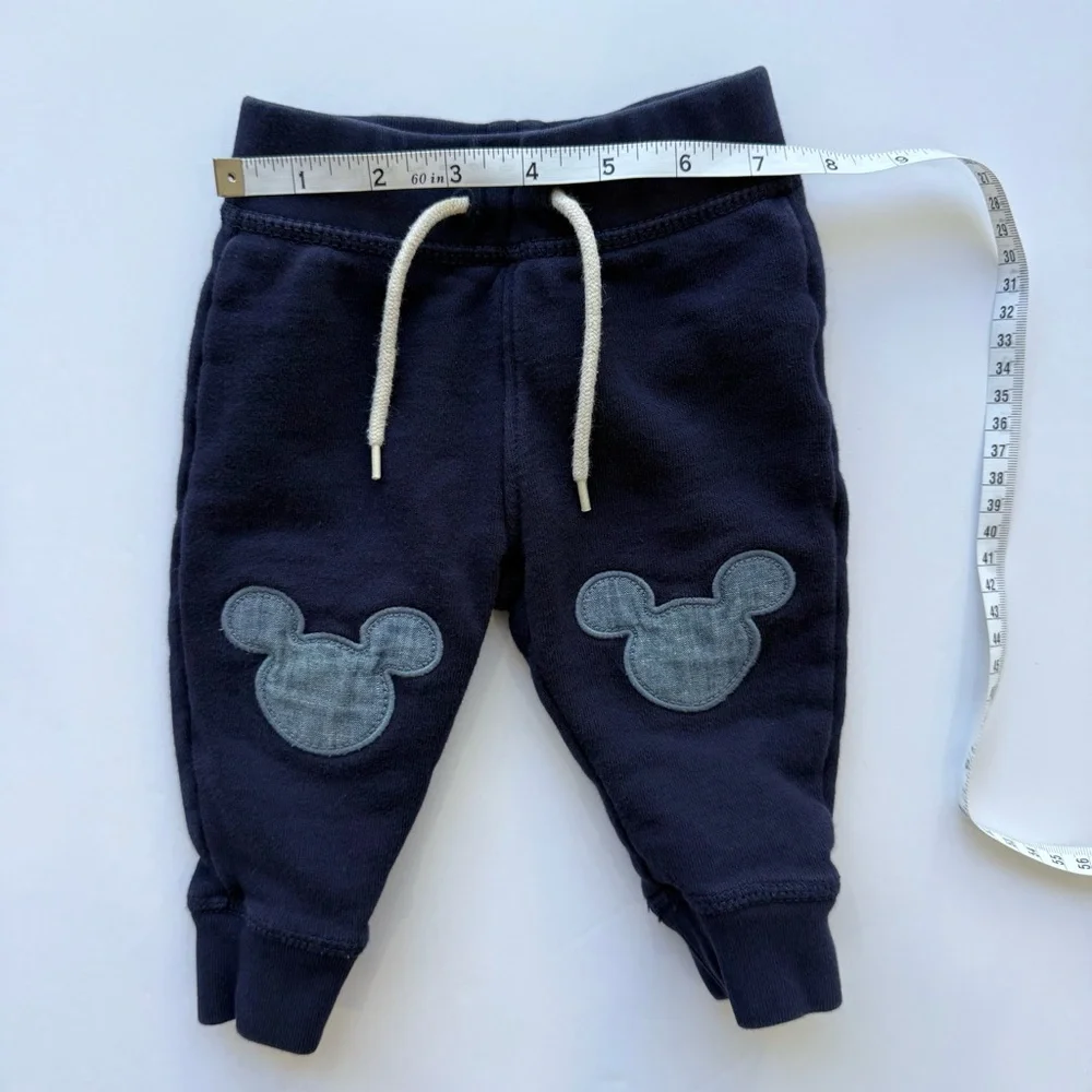 DISNEY X BABY GAP 100% cotton navy blue French Terry cloth sweatpants size 6-12